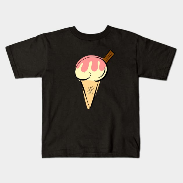 Ice Cream Flake and Strawberry Sauce Kids T-Shirt by Squeeb Creative